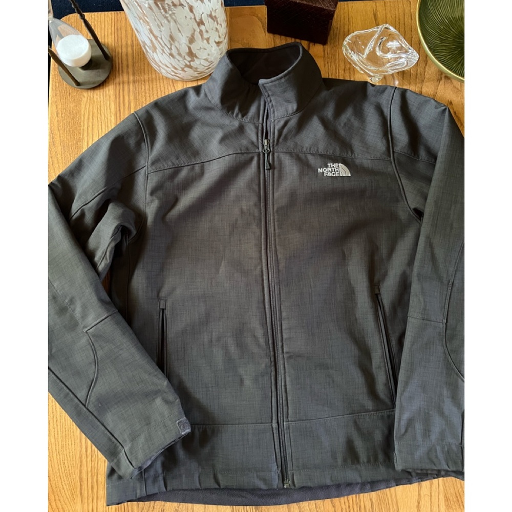 Mens north face coat jacket large grey fleece lined